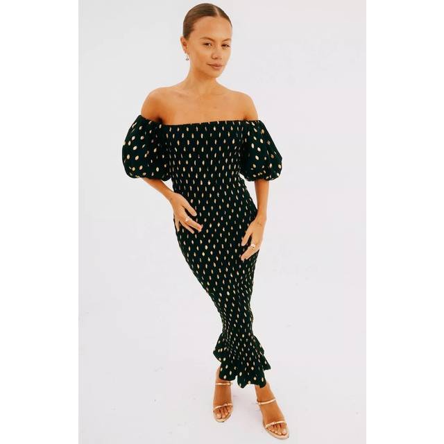 Never Fully Dressed Fleck Print Maxi Dress, Black
