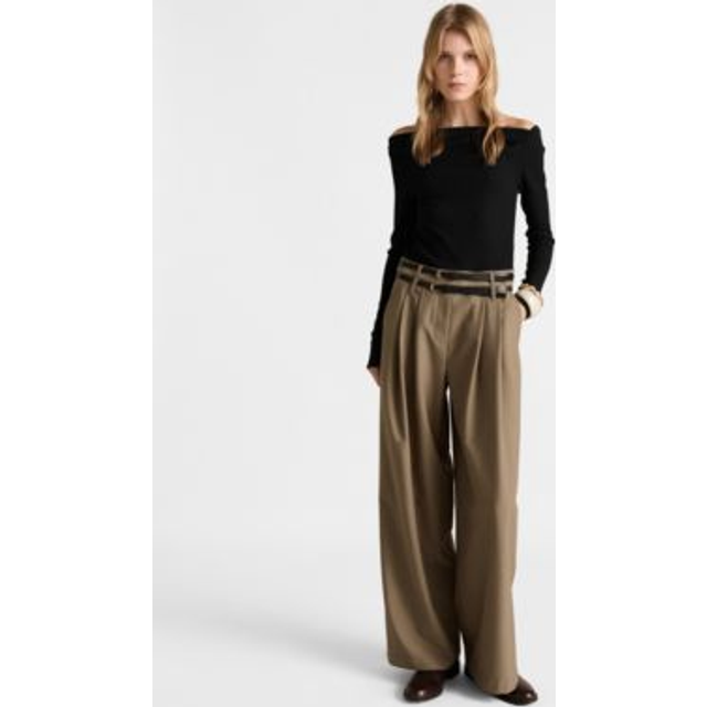 Mango Wallis Asymmetric Belted Jumpsuit, Black/Beige