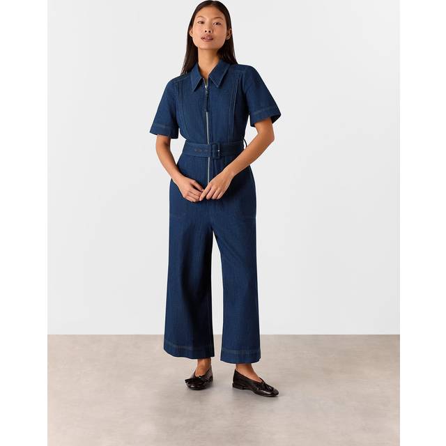Whistles Petite Denim Pintuck Jumpsuit, Denim