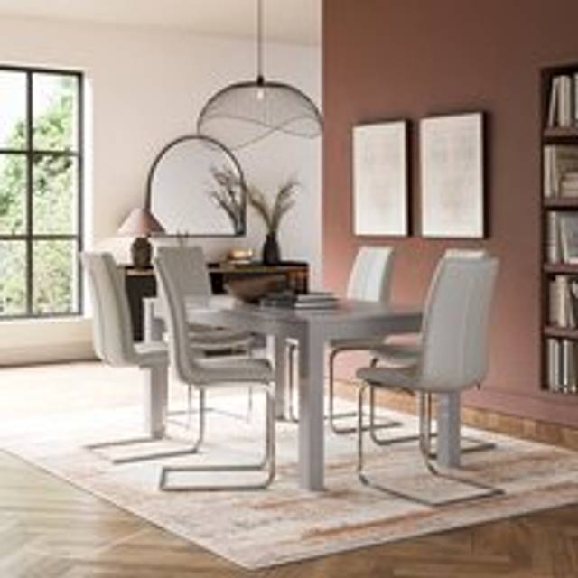 Harlington 8-10 Seater Extendable Dining Table, Gloss - Grey