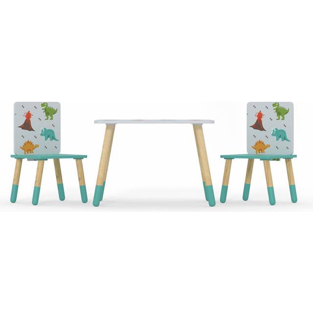 Kids 3 Piece Square Play Or Activity Table and Chair Set - Grey (44cm H X 50cm L X 50cm D)
