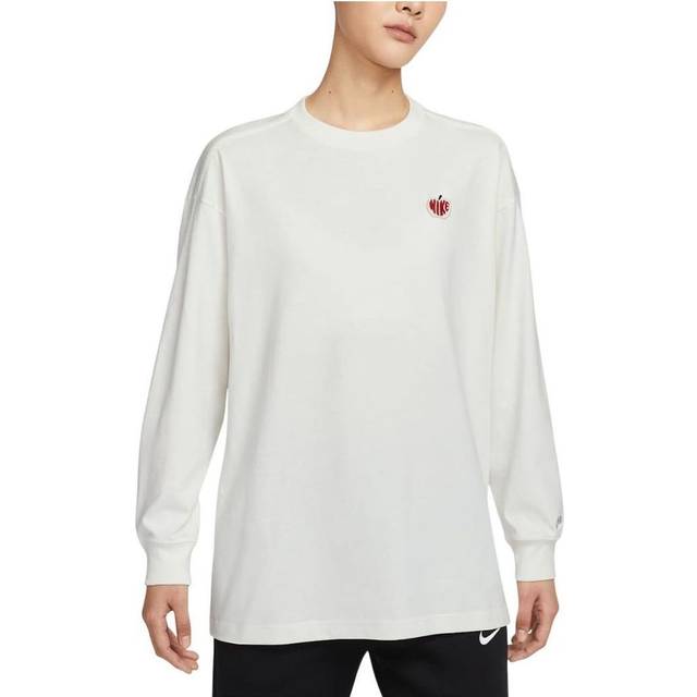 (WMNS) Nike Sportwear Oversized Long Sleeve T-shirt Asia Sizing 'Valentine's Day' IB1670-133 - Sail - XL