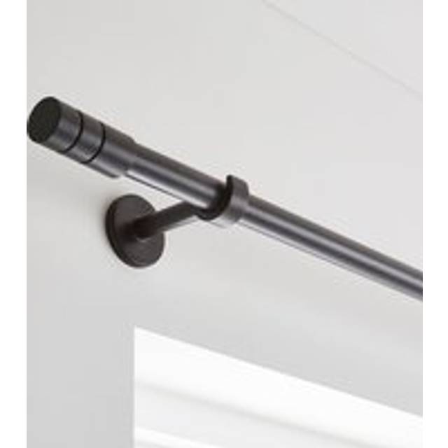 Cylinder Extendable Metal Eyelet Curtain Pole - Matt Black