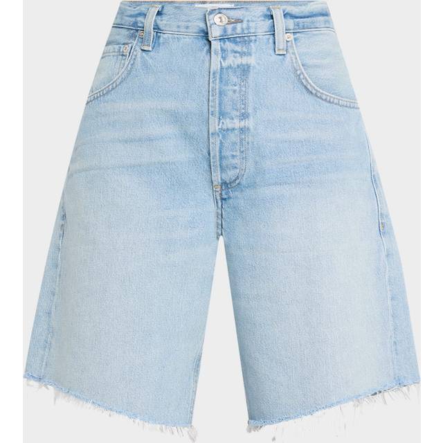 Ayla Frayed Long Denim Shorts - BIANCA - 25