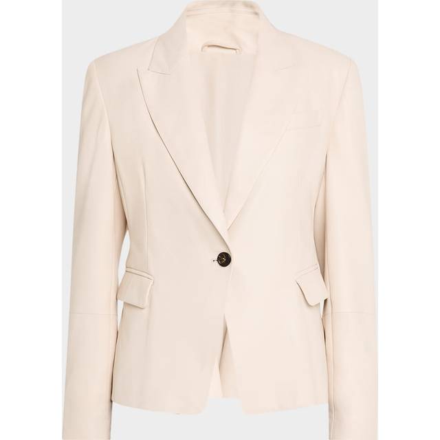 Smooth Glove Leather Single-Breasted Blazer - WINTER WHITE - 40 IT (4 US)