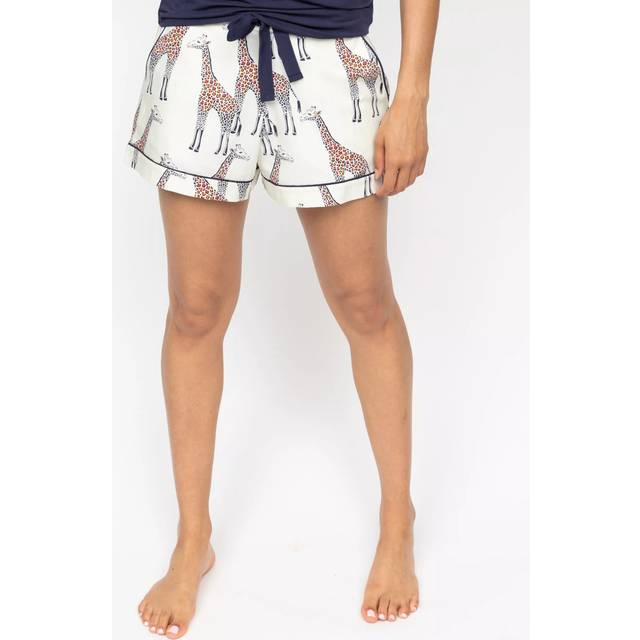 Cyberjammies Georgina Giraffe Print Pyjama Shorts, Cream