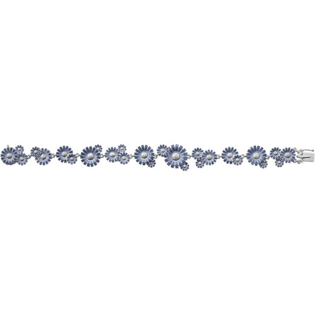 DAISY armband (stl. SM), Georg Jensen, Rodiumpläterat sterlingsilver / Blå emalj