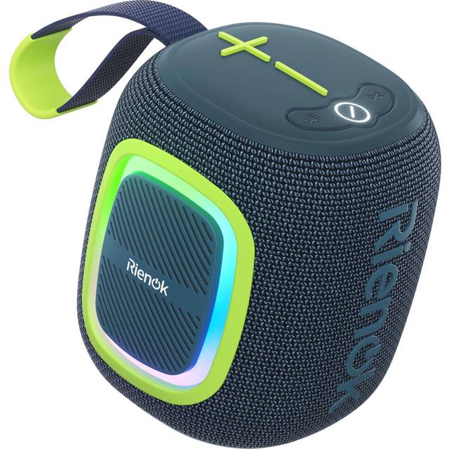 RIENOK Bluetooth Speaker Wireless Portable Waterproof Speaker with Lights FM Radio 15-Hour Playtime Bluetooth 5.3 TF Card USB Playback Mini Speakers