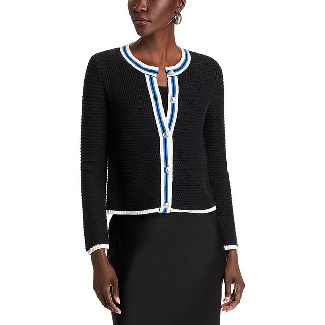 T Tahari Button-Up Texture Stitch Cardigan