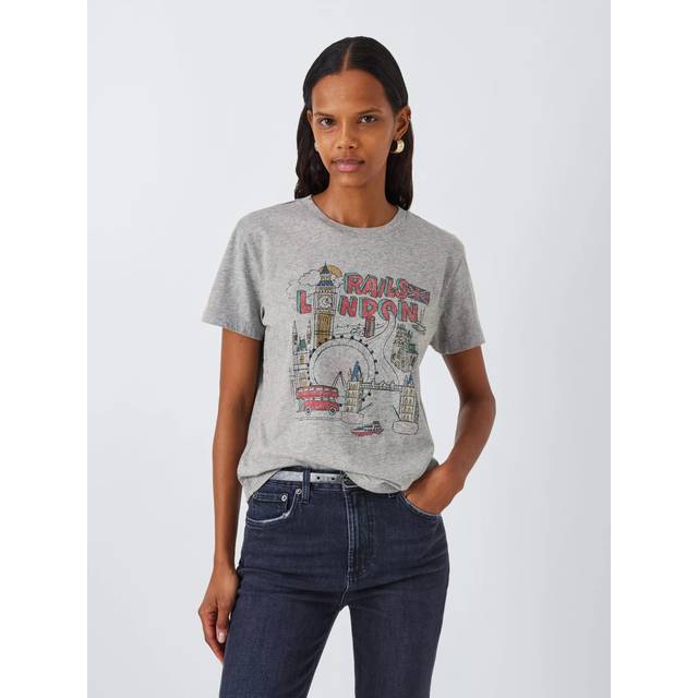 Rails London Graphic Boyfriend T-Shirt, Grey Marl
