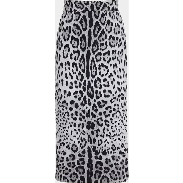 Leopard-Print Silk Charmeuse Midi Skirt - GREYPRTBLK - 40 IT (4 US)