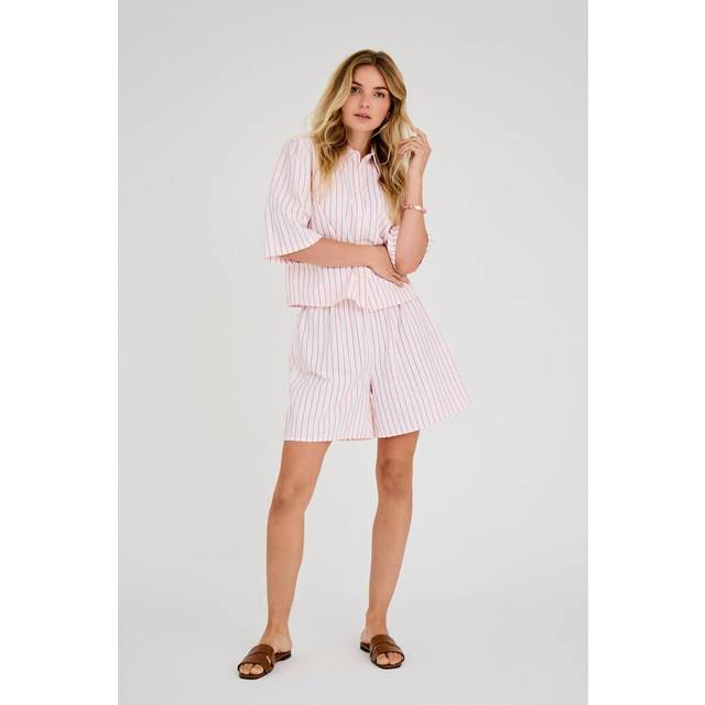 A-VIEW Kirstine High Waist Stripe Shorts, Rose/Red