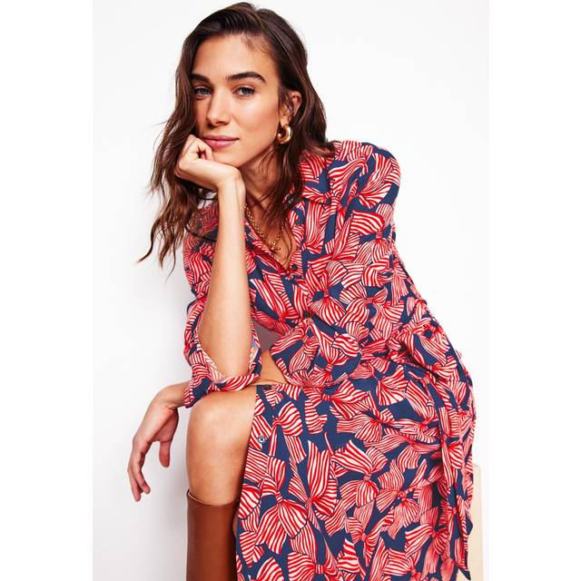 Boden Kate Abstract Midi Shirt Dress, Navy/Multi