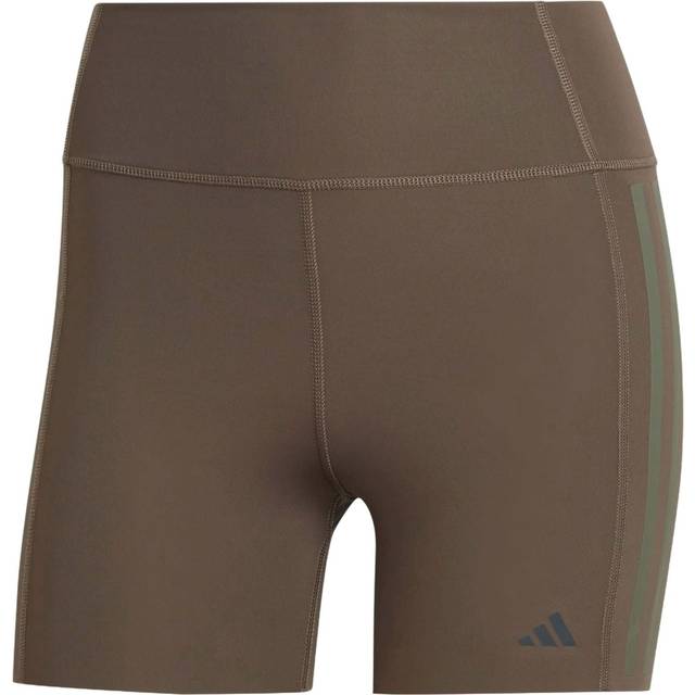Adidas Optime Power Solid Color Versatile Slim Fit Casual Sports Shorts Women Bottoms Olive IK5480 M