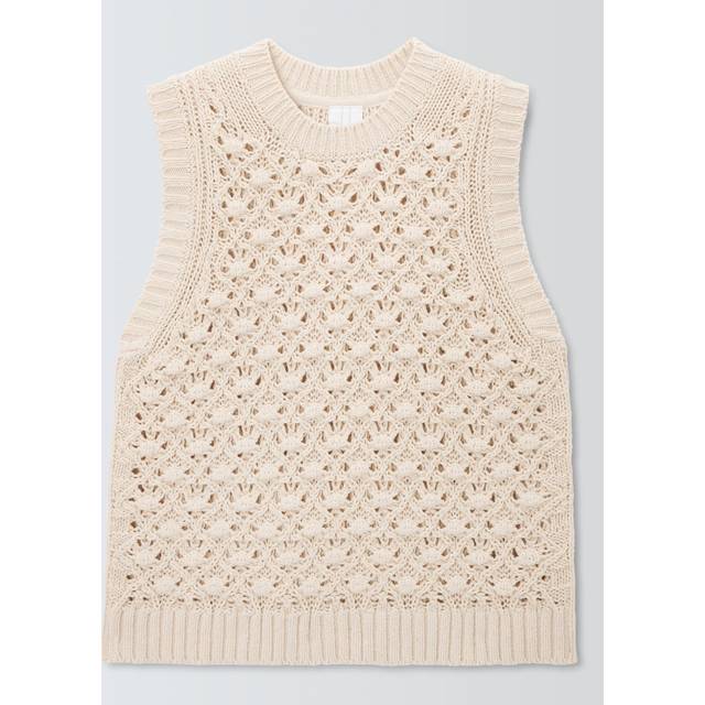 John Lewis Linen Rich Rustic Pointelle Tank Top, Cream