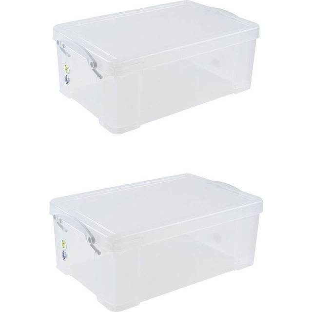 Really Useful Box 9L Clear with White Handles Pack of 2, Clear