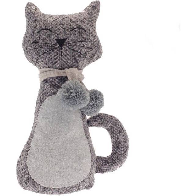 Calvillo Cat Fabric Floor Door Stop - Grey (25cm H X 20cm W X 10cm D)