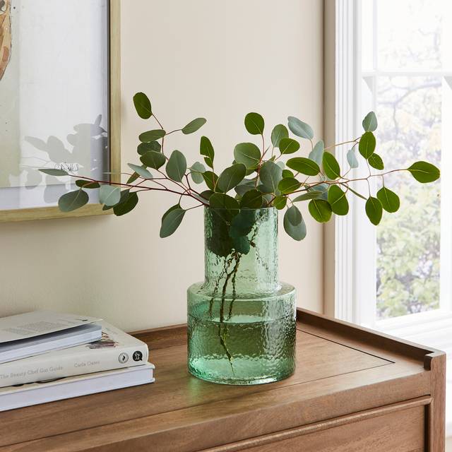 Dimpled Glass Vase - Green