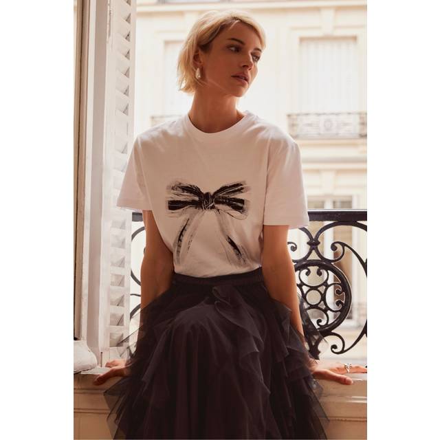 Mint Velvet Bow Motif T-Shirt, White