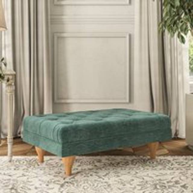 Warwick Footstool - Luxury Chenille Pacific