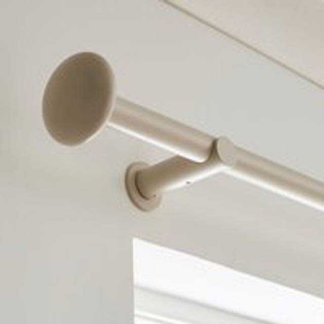 Pebble Fixed Metal Curtain Pole with Rings - Sandstone