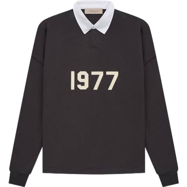 Fear of God Essentials SS22 1977 Henley Rugby Polo Shirt 'Iron' FOG-SS22-123 - Black - XL