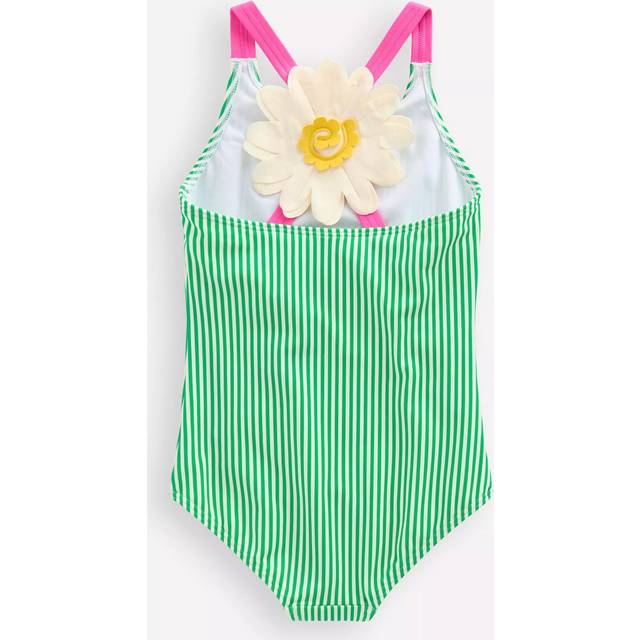 Mini Boden Kids' Brodie Appliqué Back Swimsuit, Green/Multi