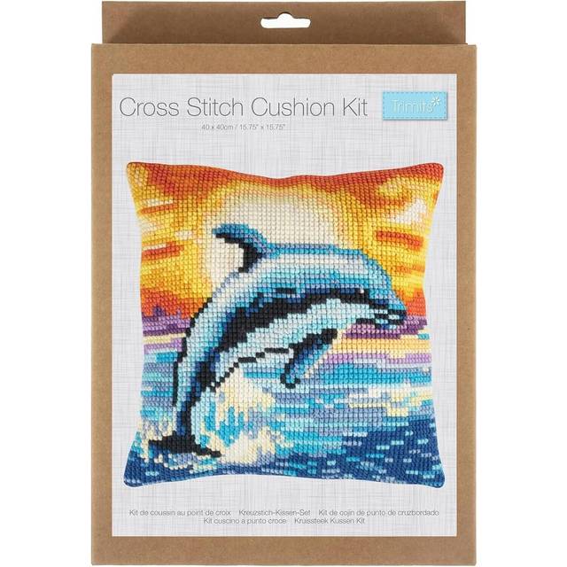 Dolphin Cross Stitch Cushion Kit - Multicolor