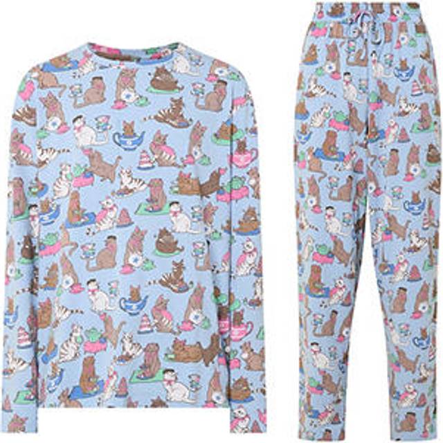 Chelsea Peers Cats Tea Party PJ Set - Blue - 14