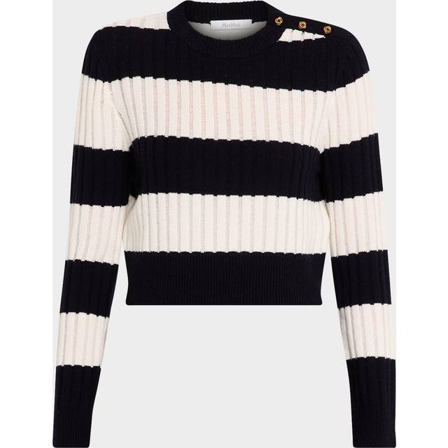 Max Mara Women&#39;s Striped Crop Sweater In Wool And Cashmere in Beige | Size XS | ALFEOWO (XS)