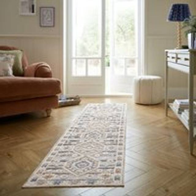 Elessia Traditional Patterned Washable Runner - Elessia Blue Apricot