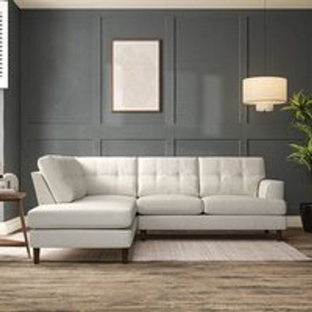 Cooper 4 Seater Corner Chaise Sofa - Chunky Tonal Weave Ivory