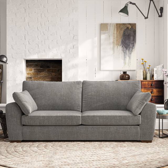 Madison Large 3 Seater Sofa - Tonal Plush Chenille Grey