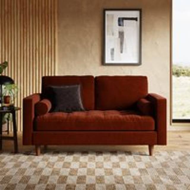 Zoe Casual Sit Velvet 2 Seater Sofa - Orange Umber