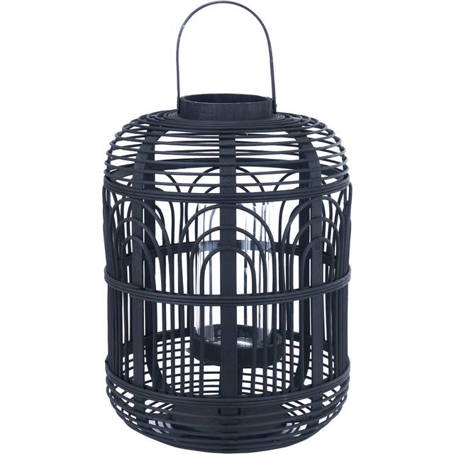 Pacific Black Bamboo And Glass Large Lantern, Black