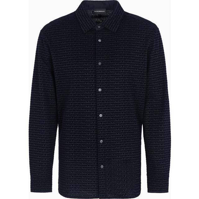 Emporio Armani, Casual Shirts, male, Blue, 3XL, Blue Button-Up Shirt Cutaway Collar