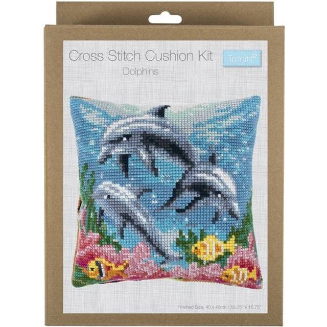 Dolphins Cross Stitch Cushion Kit - Multicolor