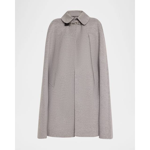 Clasp Closure Wool Cashmere Cape - IRON GREY - Medium / Large