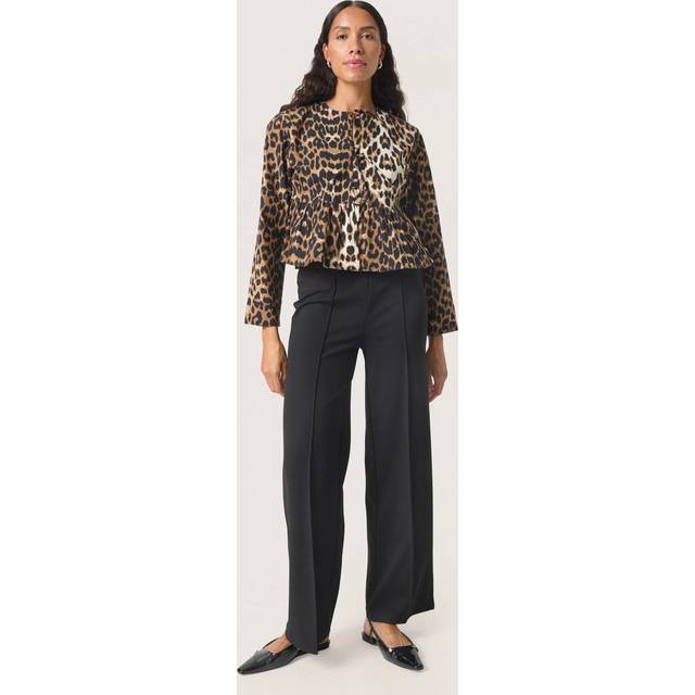 Soaked In Luxury Xala Leopard Print Tie Front Top, Brown/Multi