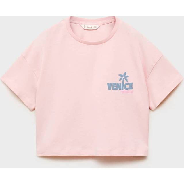 Mango Girls Venice Back Print Short Sleeve Tshirt - Pink, Pink, Size Age: 7-8 Years - age: 7-8 YEARS