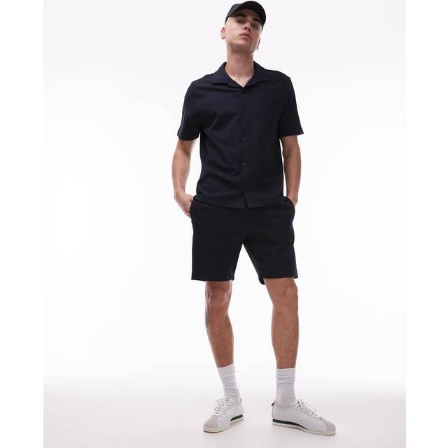 Structured knitted shorts dark navy - Man - XL - MANGO MAN - Dark Navy