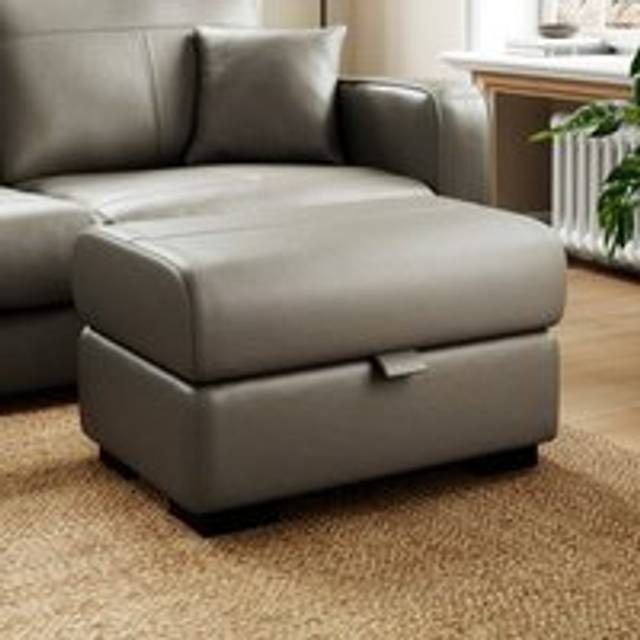 Carson Classic Leather Footstool - Classic Leather Grey