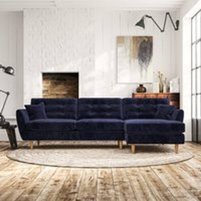 Anders 4 Seater Corner Chaise Sofa - Luxury Chenille Luxe Navy