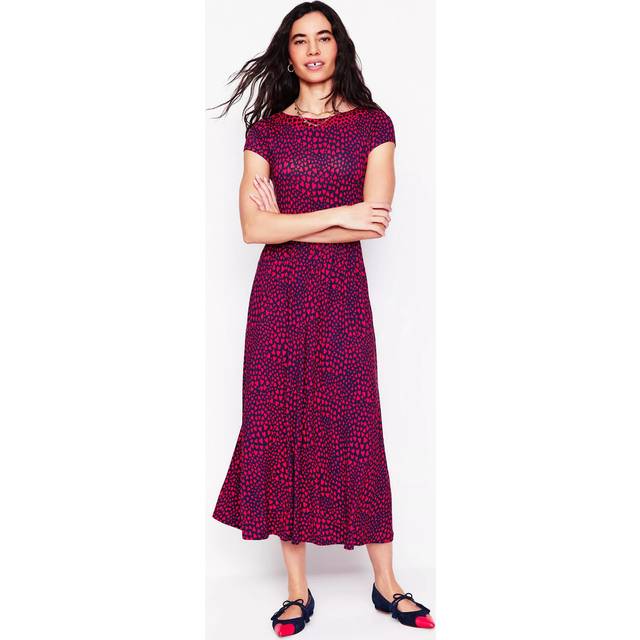 Boden Melanie Heart Jersey Dress, Navy/Multi