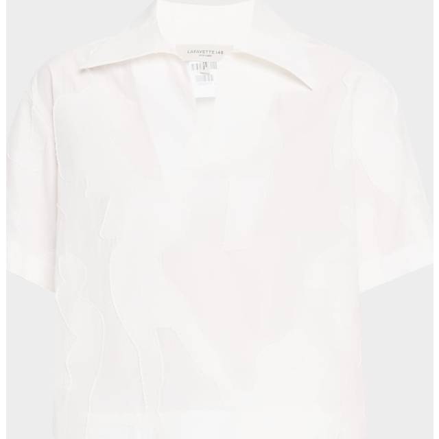 Cropped Burnout Boxy Blouse - WHITE - XX-Large