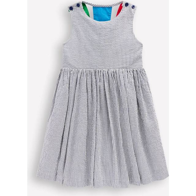 Mini Boden Kids' Zadie Appliqué Back Dress, Navy/Ivory