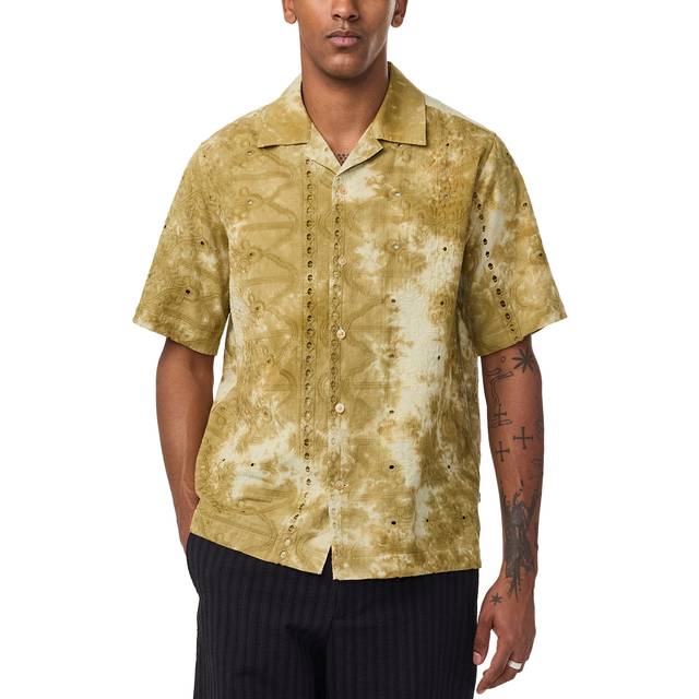 NN.07 Cotton Regular Fit Abstract Camp Collar Shirt, Evergreen