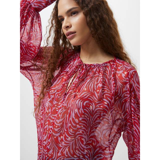 French Connection Amy Emina Chiffon Top, Scarlet/Multi