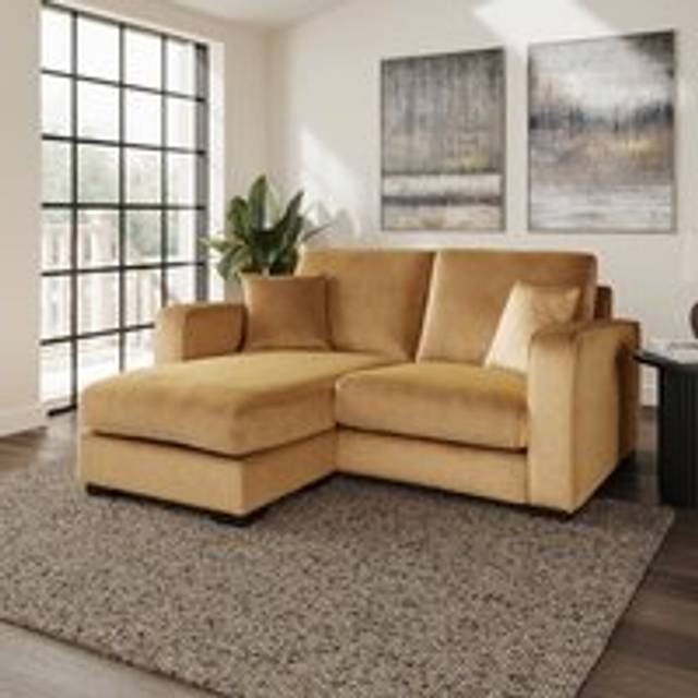 Carson Vintage Velvet Compact Corner Chaise Sofa - Vintage Honey