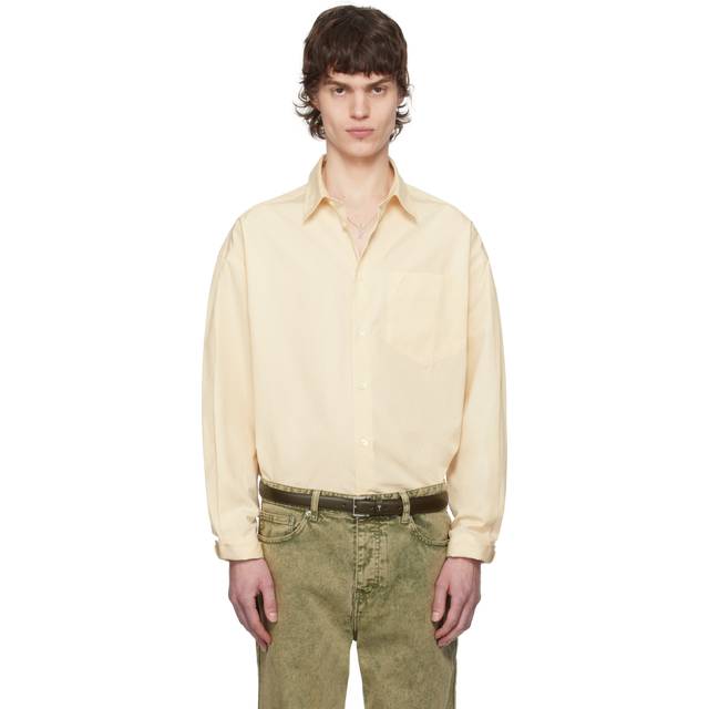 AMI Paris Beige Cotton Ami de Coeur Boxy Shirt - 136 WHITE CREAM - XS